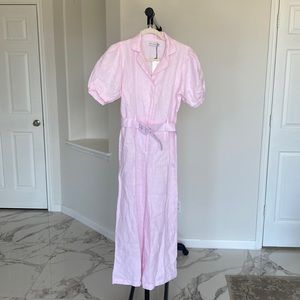 Faithfull The Brand Pink linen jumpsuit size 6 US NEW with tag